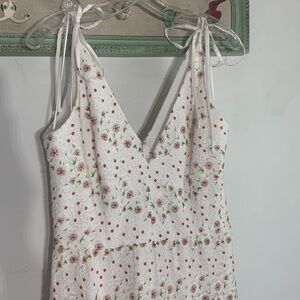 Sunny Embroidered Floral Tie Shoulder maxi Gown DRESS THE POPULATION new w tag